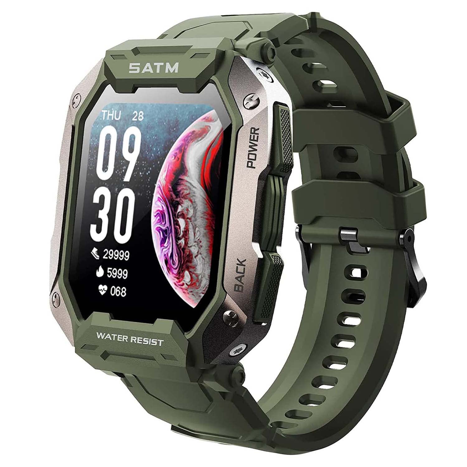 Military Smart Watch for Men Outdoor Tactical Sports Watch 5ATM Waterproof 1.71 Inch Fitness Tracker Heart Rate Sleep Monitor Smartwatch Compatible with Android iPhone Samsung (Green) Military Smart Watch for Men Outdoor Tactical Sports Watch 5ATM Waterproof 1.71 Inch Fitness Tracker Heart Rate Sleep Monitor Smartwatch Compatible with Android iPhone Samsung (Green)